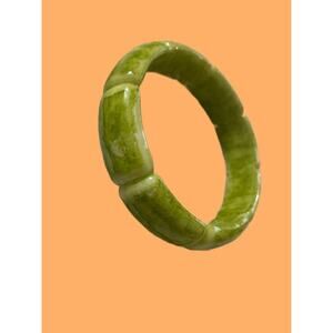 Elegant Polished Green Faux Jade Bangle Bracelet